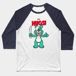 Cute Retro "Free Hugs" Evil Teddy Bear Baseball T-Shirt